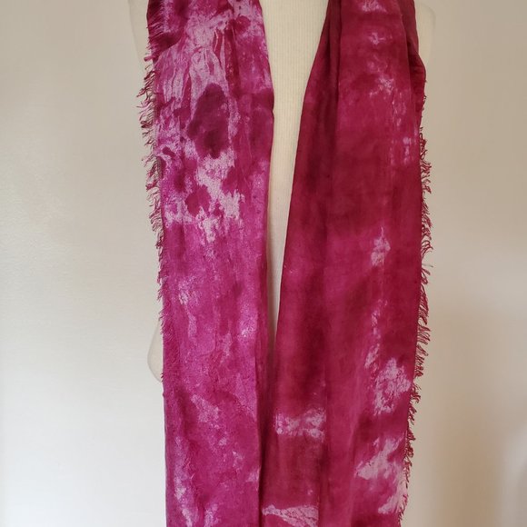 NEW large Silk Cashmere scarf Wrap cape tie dyed XL red white pink gray unisex - Picture 2 of 10